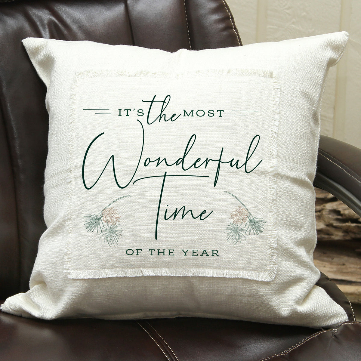 Most Wonderful Time of the Year / Natural Pillow Cover