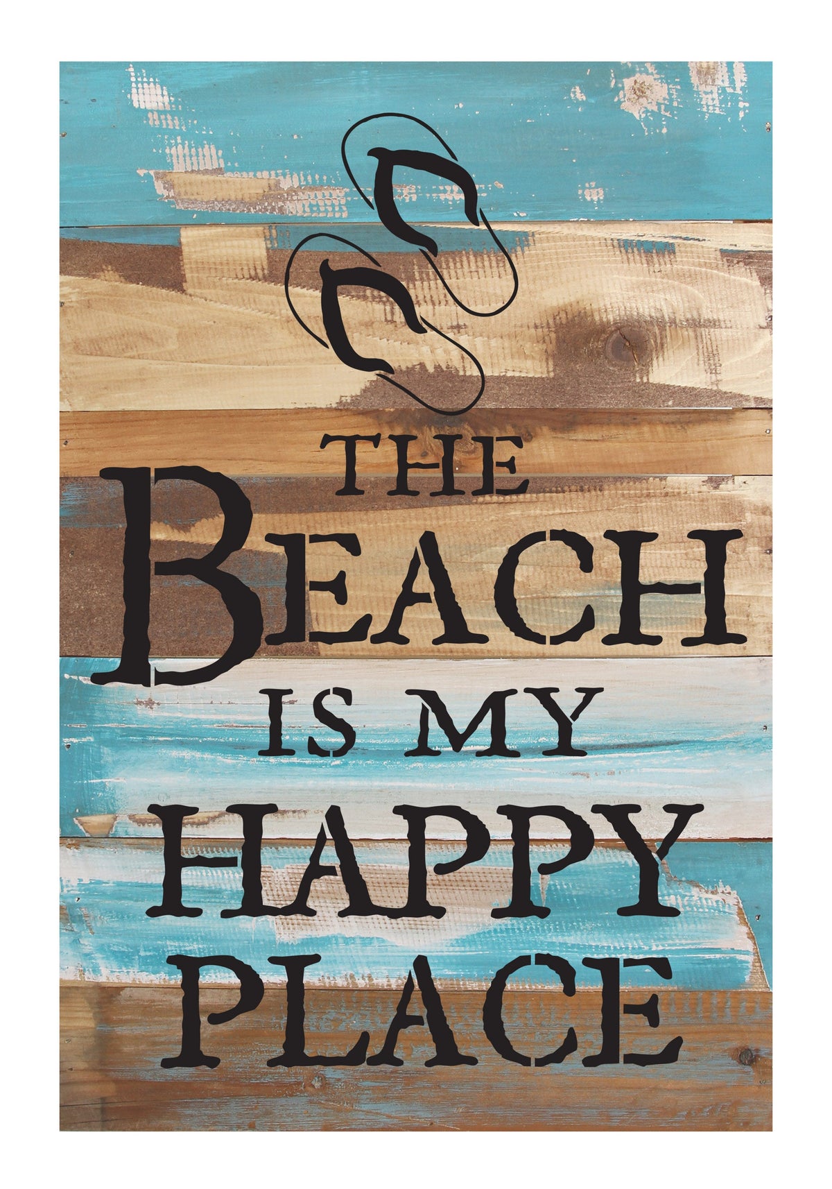 The beach is my happy place / 12x18 Reclaimed Wood Wall Art