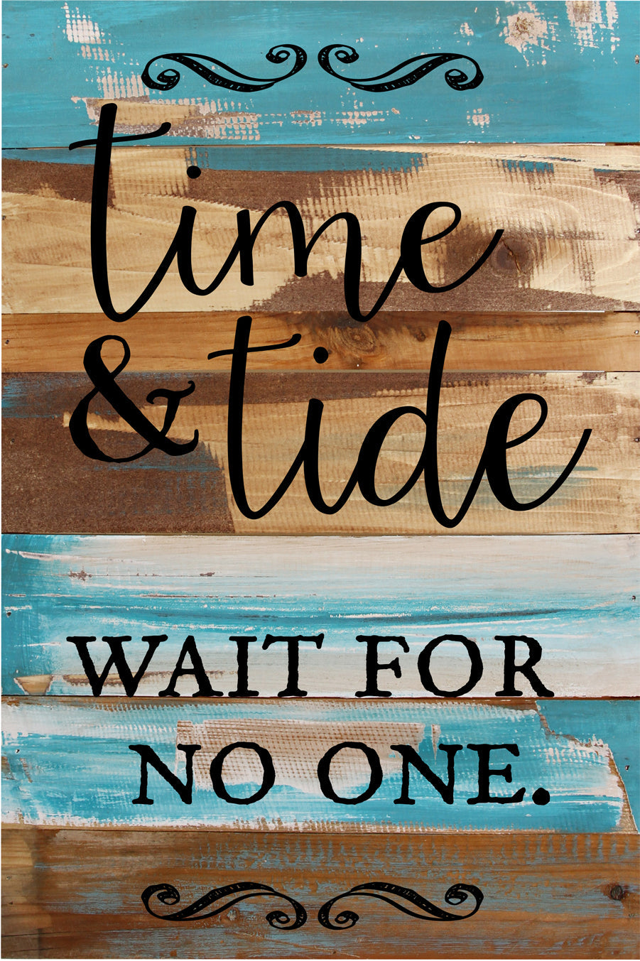 Time and tide wait for no one / 12x18 Reclaimed Wood Wall Art