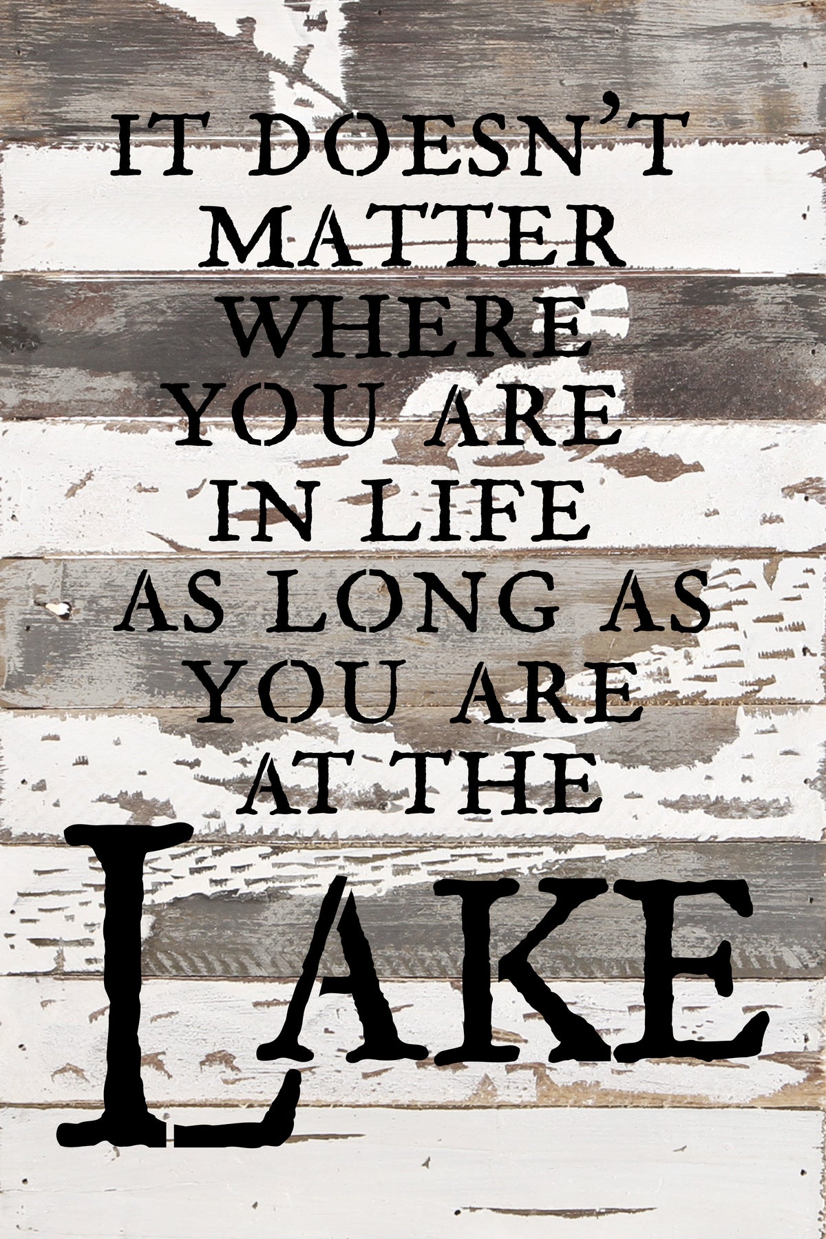 It doesn't matter where you are in life as long as you are at the lake / 12x18 Reclaimed Wood Wall Art