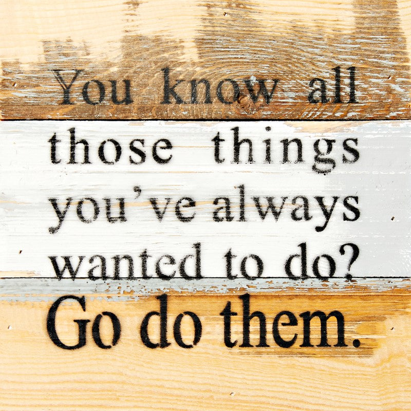 You know all those things you've always wanted to do? Go do them. / 8x8 Reclaimed Wood Wall Art