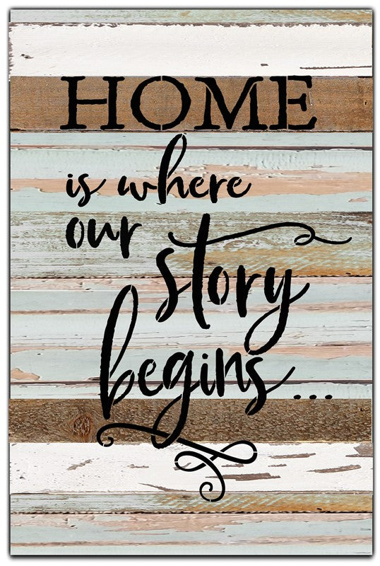 Home is where our story begins / 12x18 Reclaimed Wood Wall Art