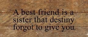 A best friend is a sister that destiny forgot to give you. / 14"x6" Reclaimed Wood Sign