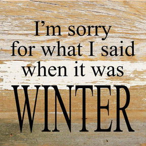 I'm sorry for what I said when it was winter. / 6"x6" Reclaimed Wood Sign
